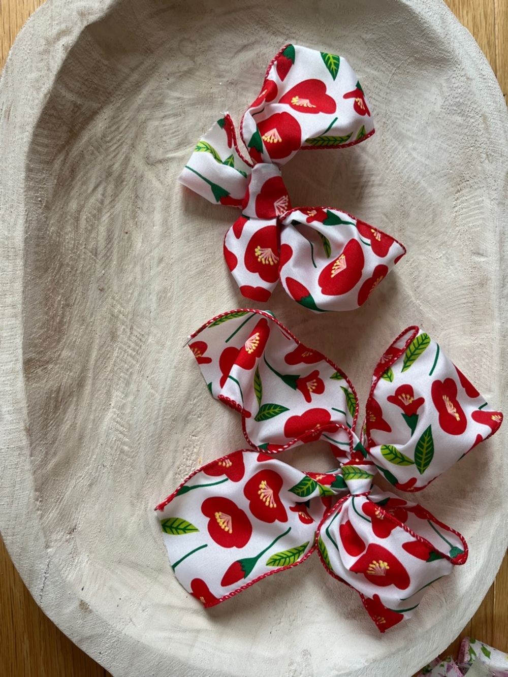 Handmade Matching Red Floral Bow Hair Clips for Kids (Mommy and Me or Twins)